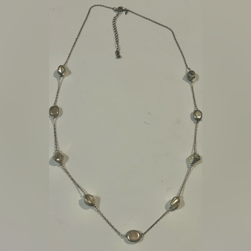 VTG Avon 27" bar link silver tone chain beaded necklace stackable costume long - Picture 6 of 6